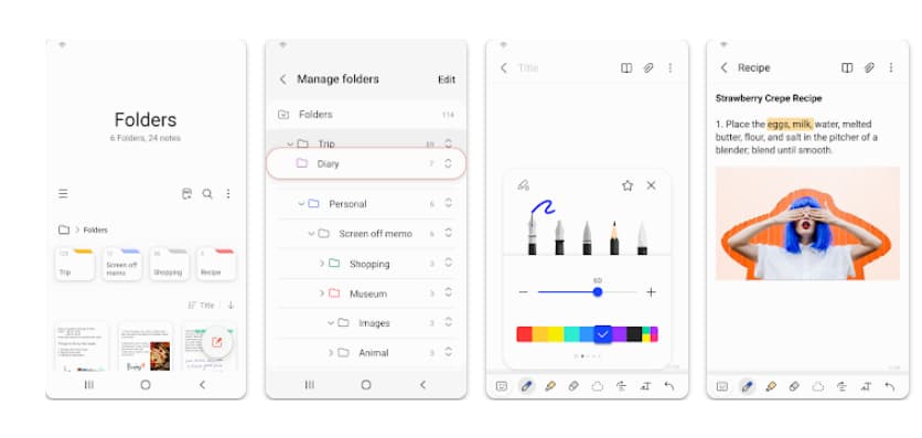 Kluczowe funkcje Samsung Notes